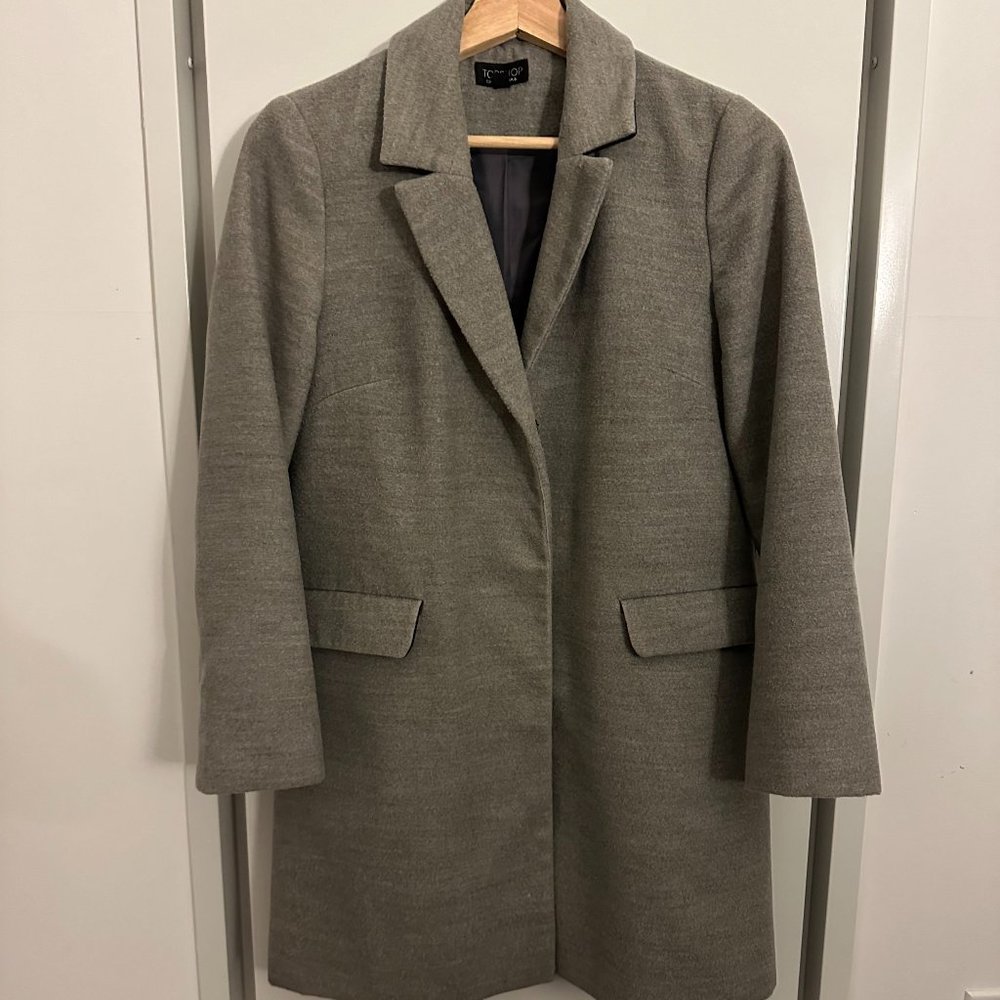 TOPSHOP Women's Gray Oversized Long Coat